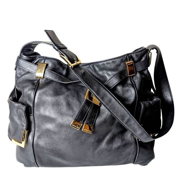 MICHAEL KORS Beverly Drawstring Black Leather Satchel - Picture 2 of 10